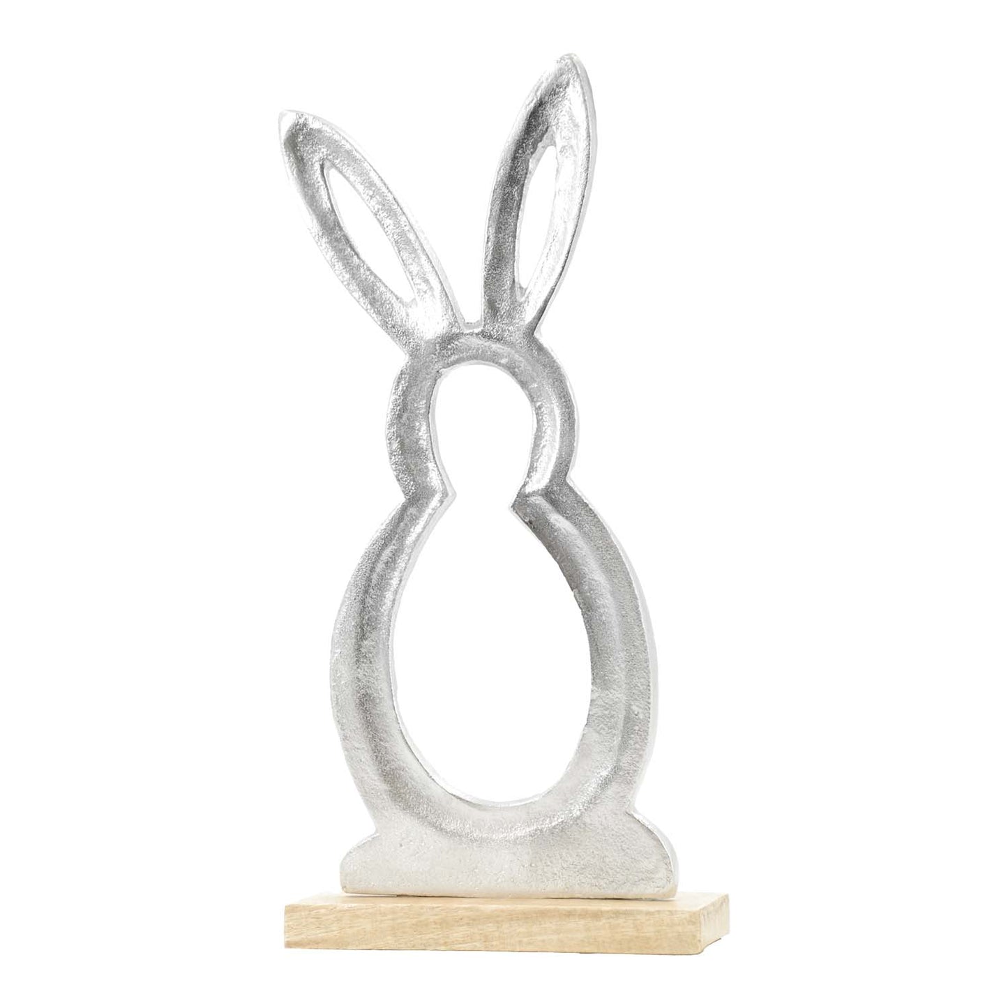 MAI57578 - Cutout Silver Metal Bunny on Stand