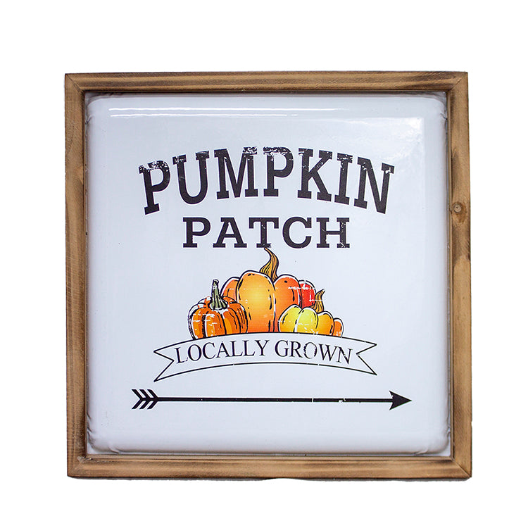 MFF12704 - Square Pumpkin Patch White Metal Sign