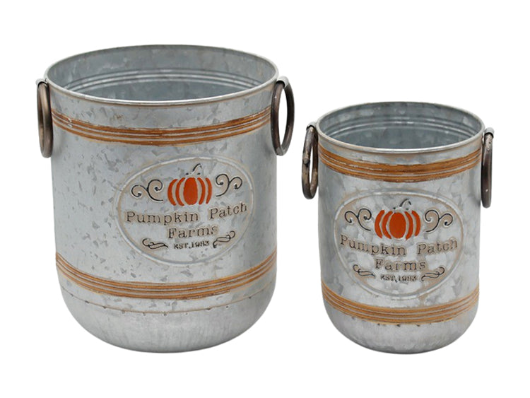 MFF25014-2S - Set of 2 Galvanized Pumpkin Patch Farms Buckets