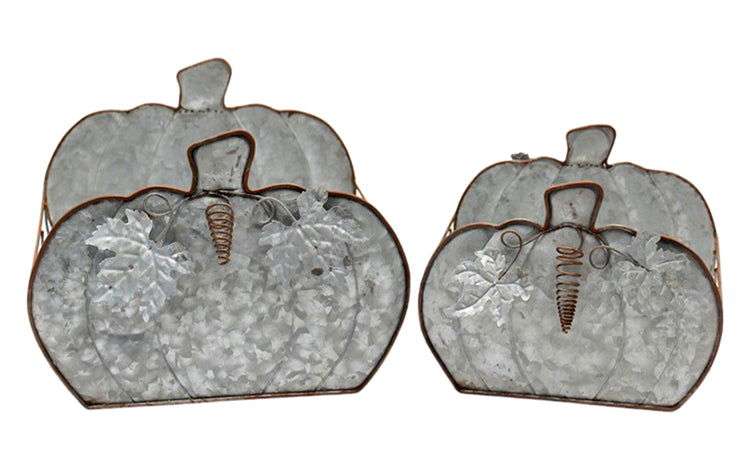 MFF25054-2S - Set of 2 Galvanized Pumpkin Buckets