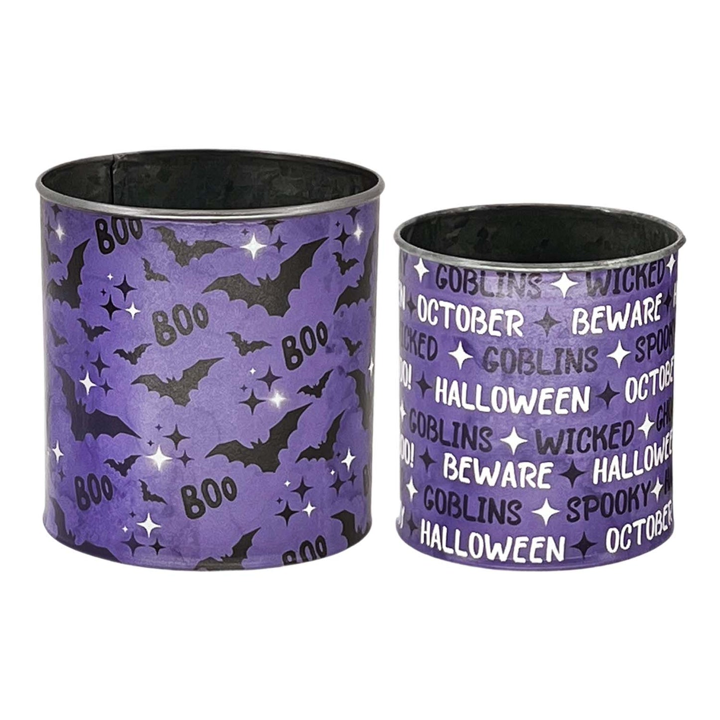 MFF58645-2S - Set of 2 Mini Purple Halloween Buckets