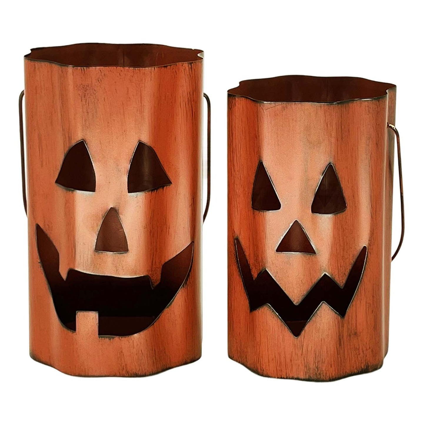 MFF58859-2S - Set of 2 Orange Jack O Lantern Cutout Buckets