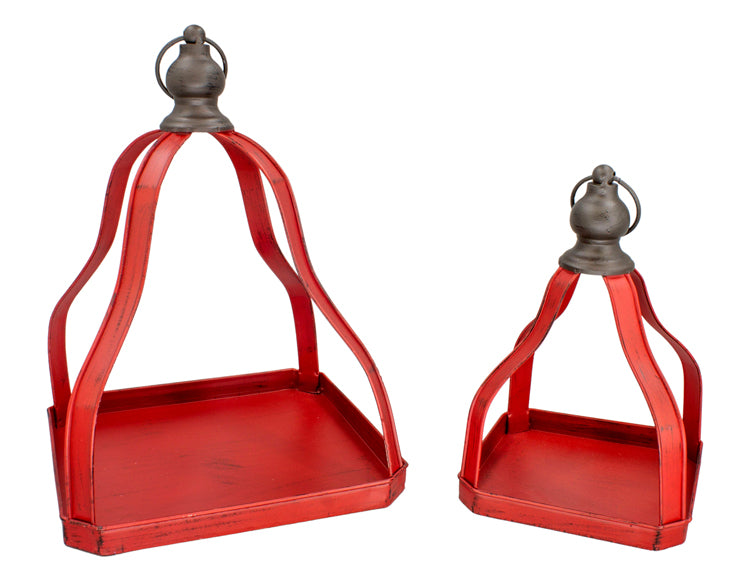 MXF26118-2S - Set of 2 Red Pyramid Open Lanterns