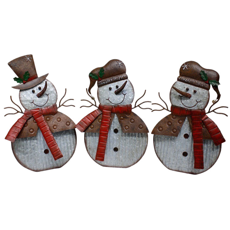 MXF39040-3A - 3 Assorted Metal Snowmen