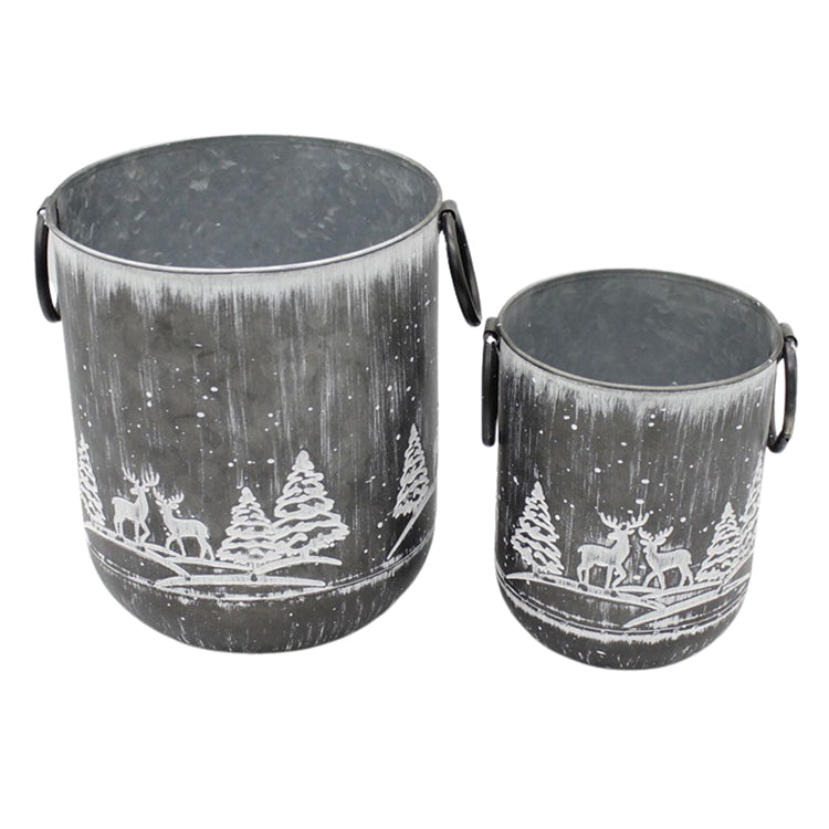 MXF39100-2S - Set of 2 Winter Gray Buckets with Side Handles