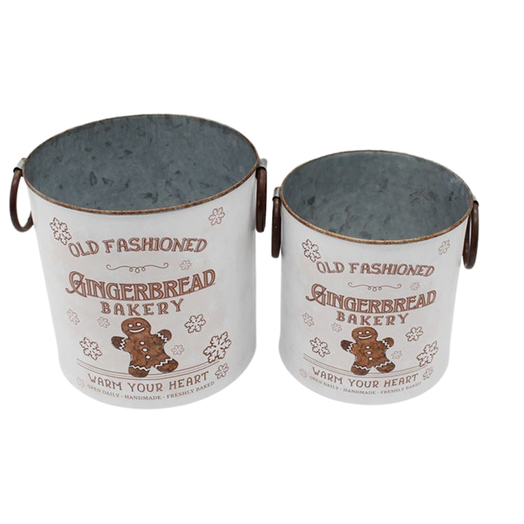 MXF39197-2S - Set of 2 Gingerbread Buckets with Handles
