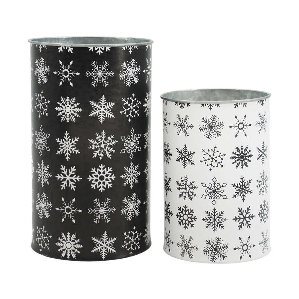 MXF43052-2S - Set of 2 Hello Winter Black and White Snowflake Buckets