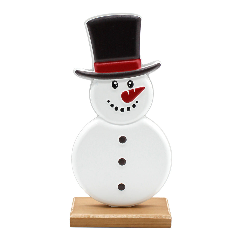 MXF43354 - White Metal Top Hat Snowman on Stand