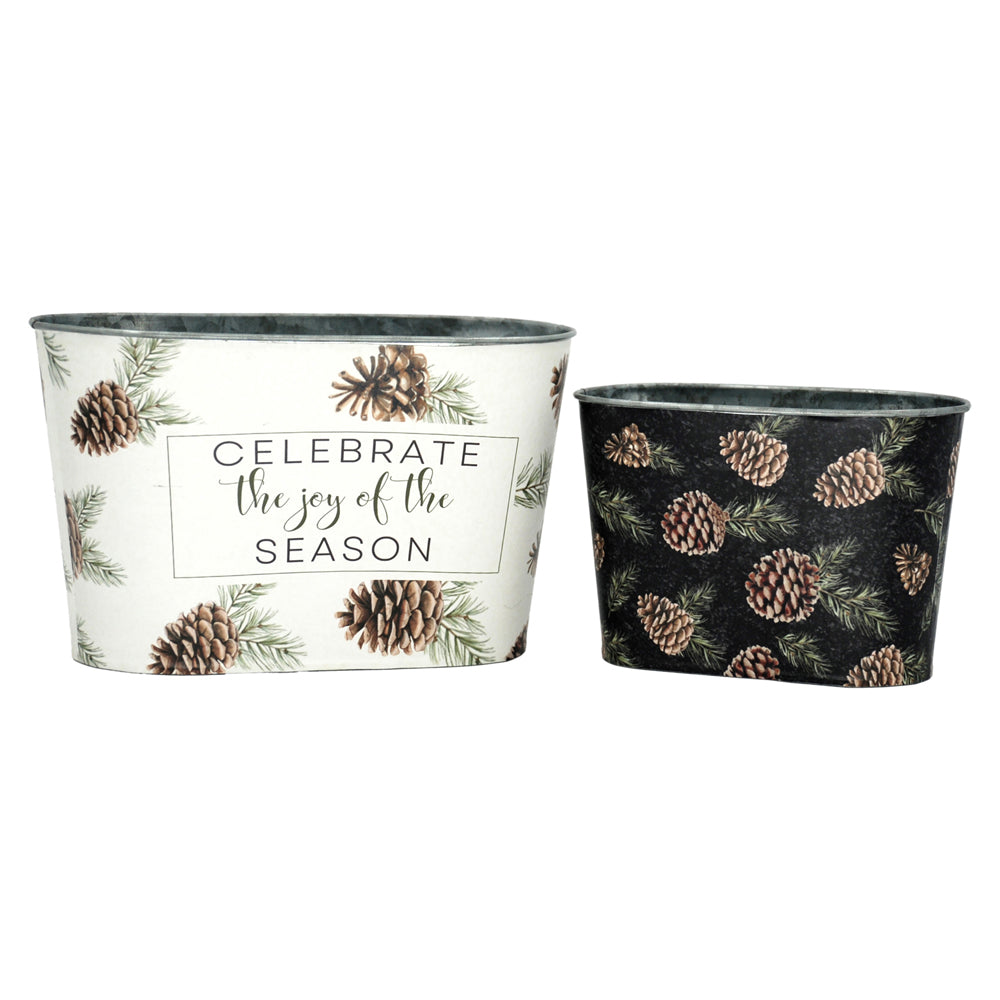 MXF43617-2S - Set of 2 Woodland Pines Oval Buckets