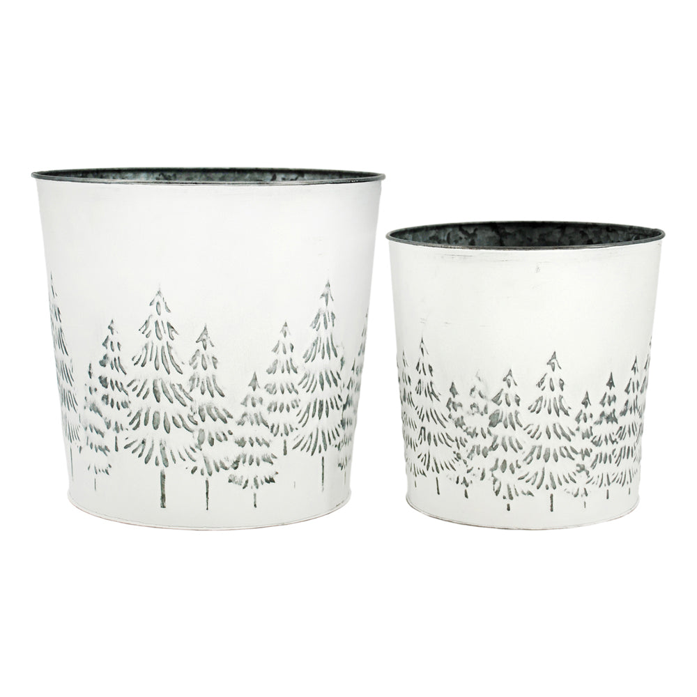 MXF43999-2S - Set of 2 White Tree Buckets