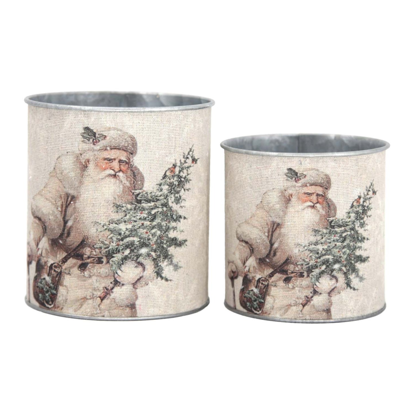 MXF59123-2S - Set of 2 Vintage Santa Mini Buckets