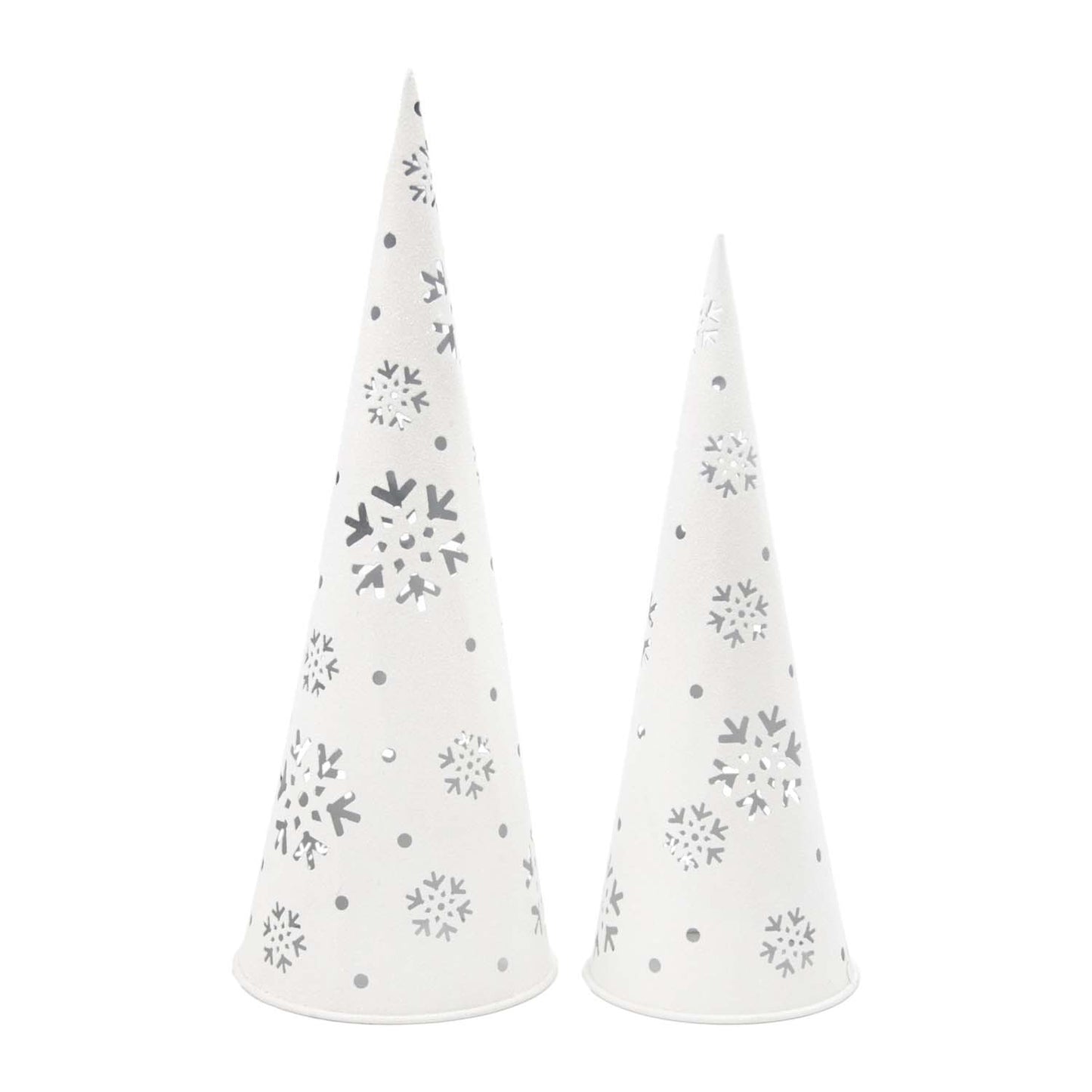 MXF59169-2S - Set of 2 White Metal Snowflake Cutout Trees
