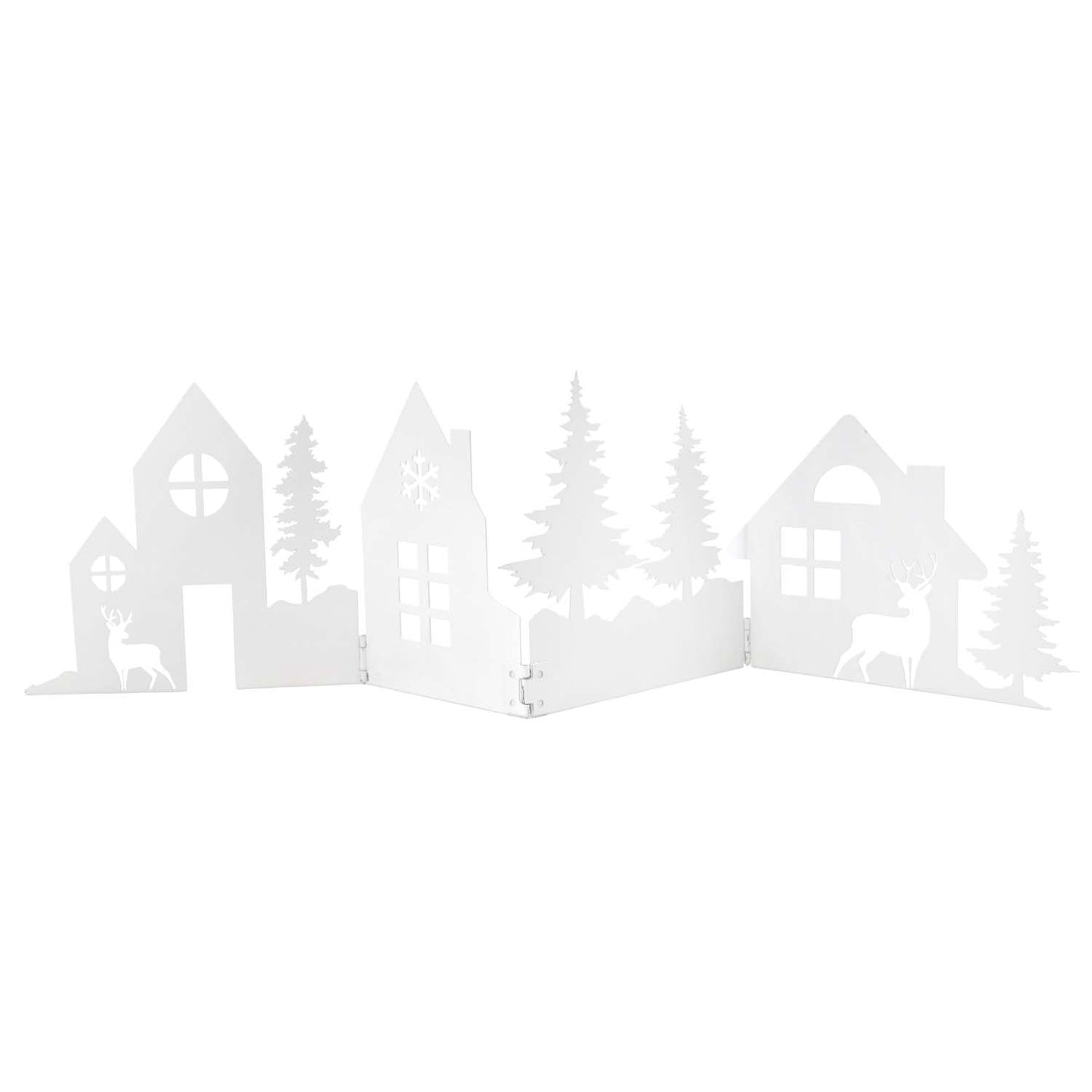 MXF59644-WT - Large White Snowy Village Silhouette Stand