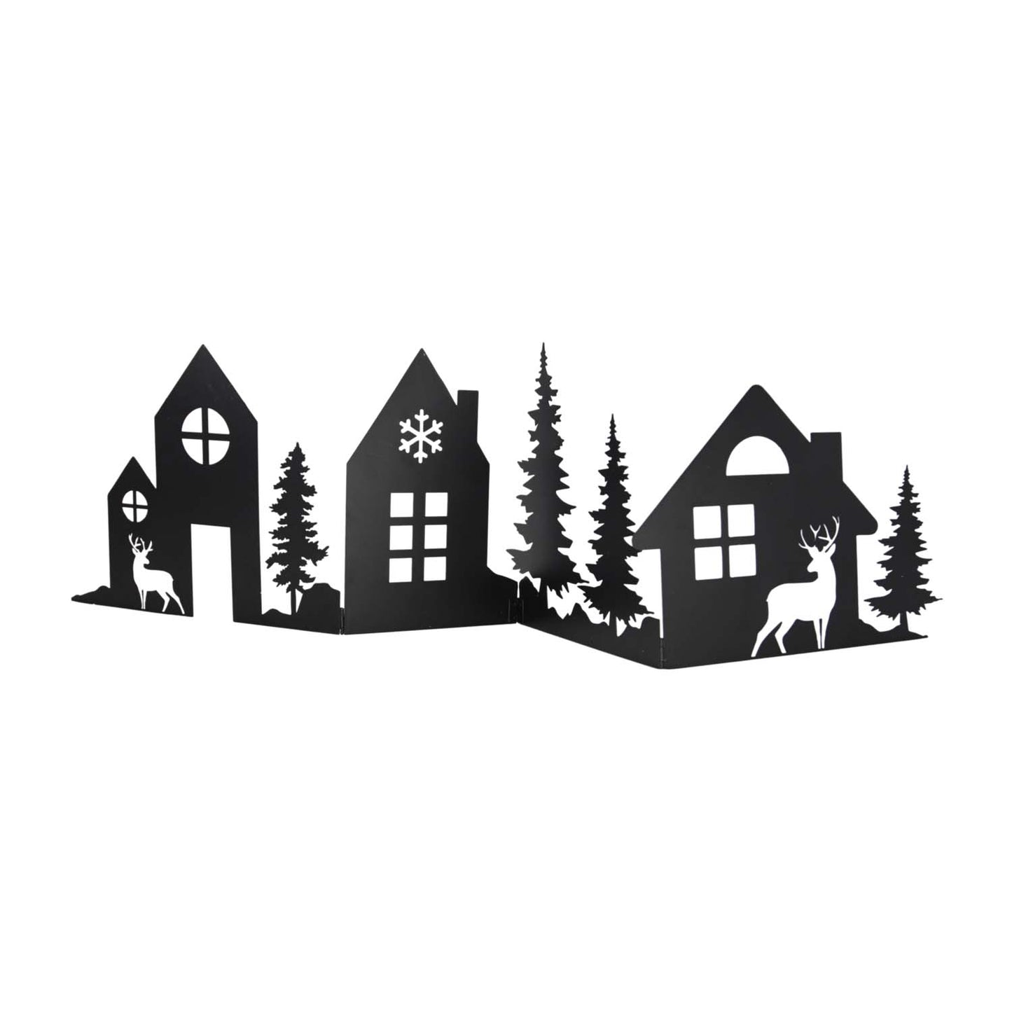 MXF59713-BK - Small Black Snowy Village Silhouette Stand