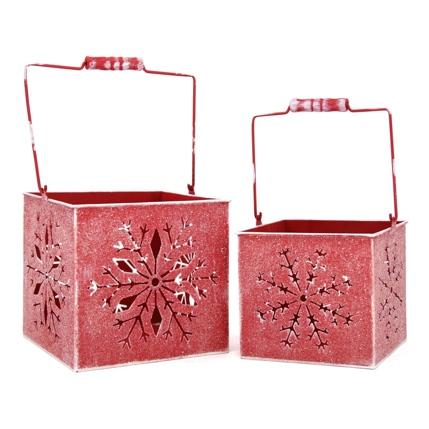 MXF59795-2S - Set of 2 Red Snowflake Cutout Boxes with Handles
