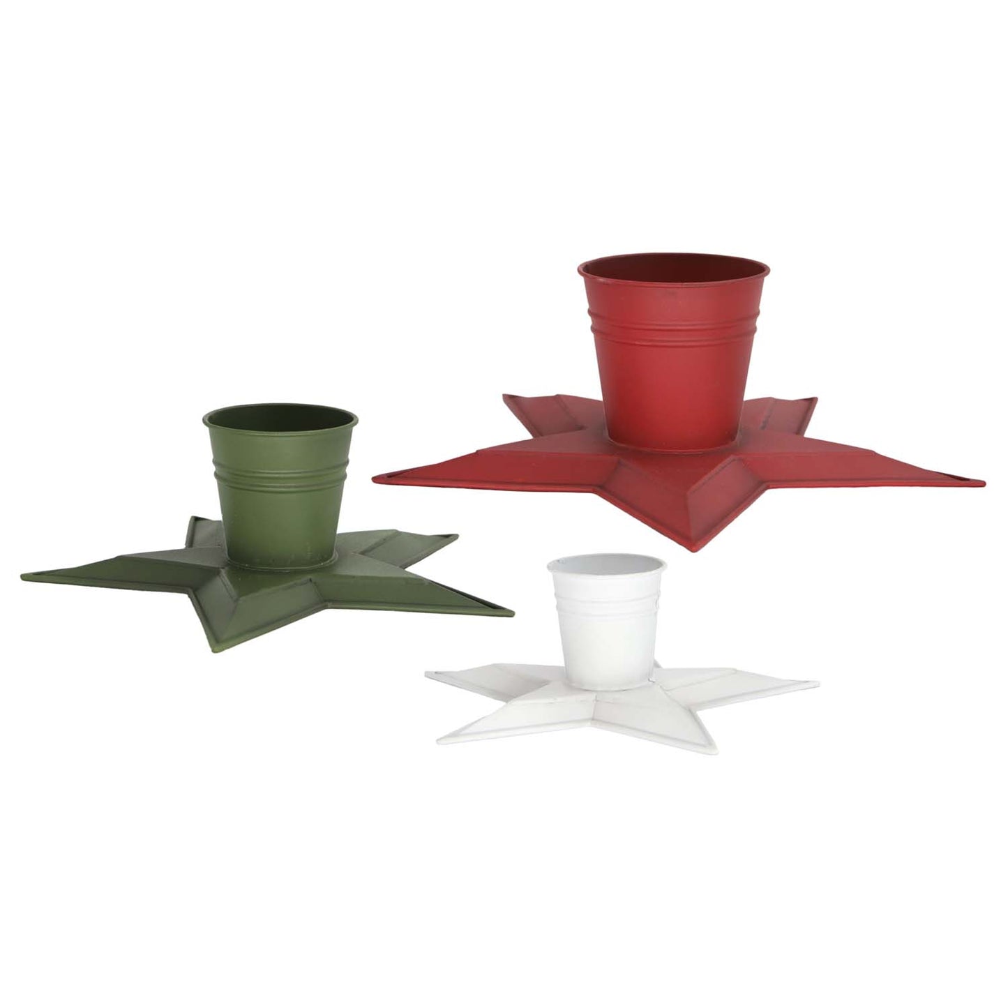 MXF59813-3S - Set of 3 Red, White, and Green Star Risers