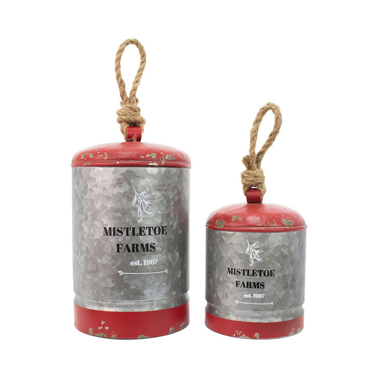 MXF96514-2S - Set of 2 Red and Galvanized Mistletoe Bells