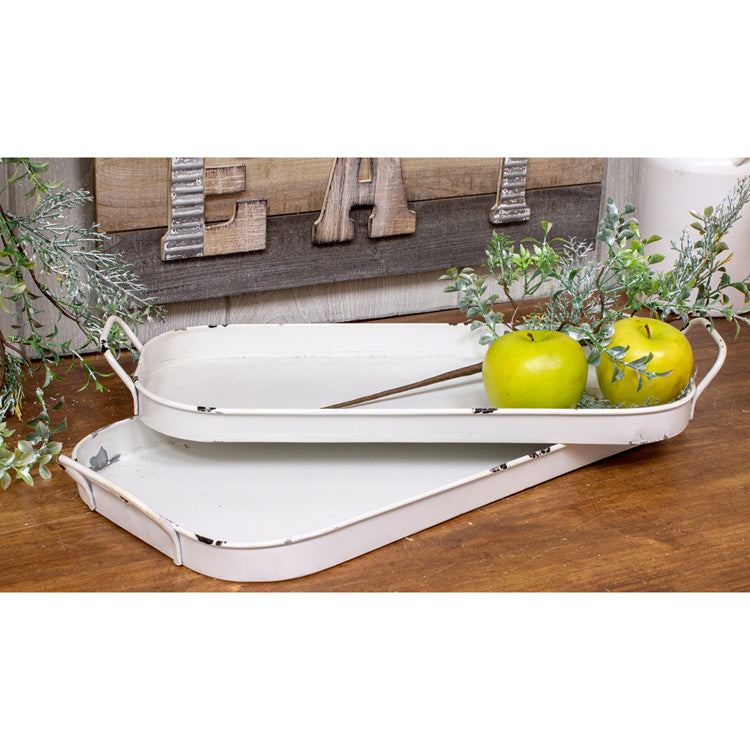 MXF96806 - Set of 2 White Metal Trays