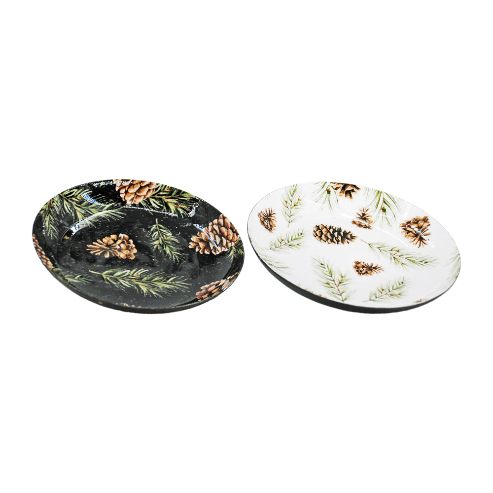 MXI43582-2S - Set of 2 Woodland Pines Metal Plates
