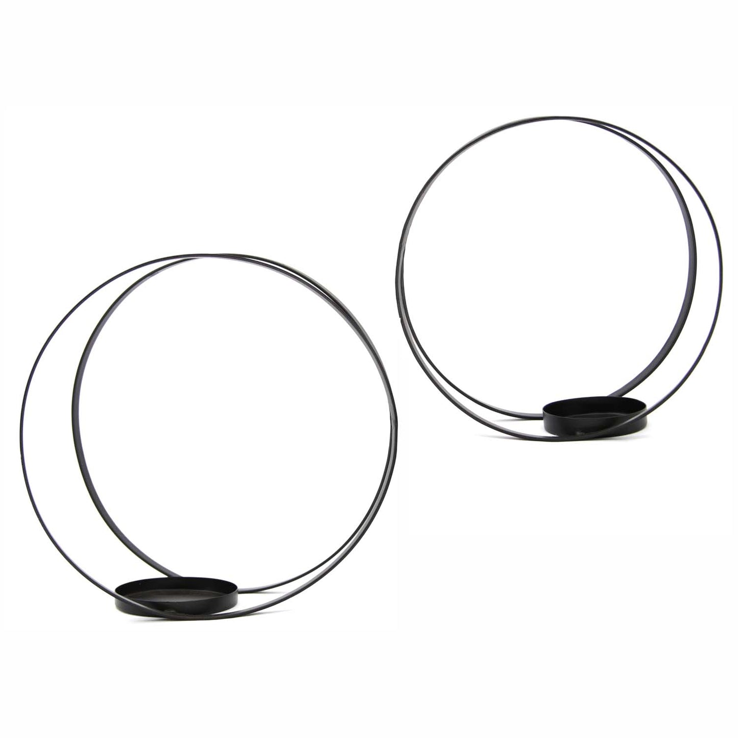MXI59505-2S - Set of 2 Black Round Votive Candle Holders