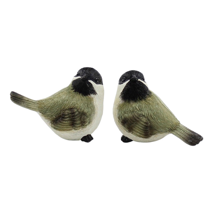 RAF34013-2A - 2 Assorted Green and Cream Resin Chickadees