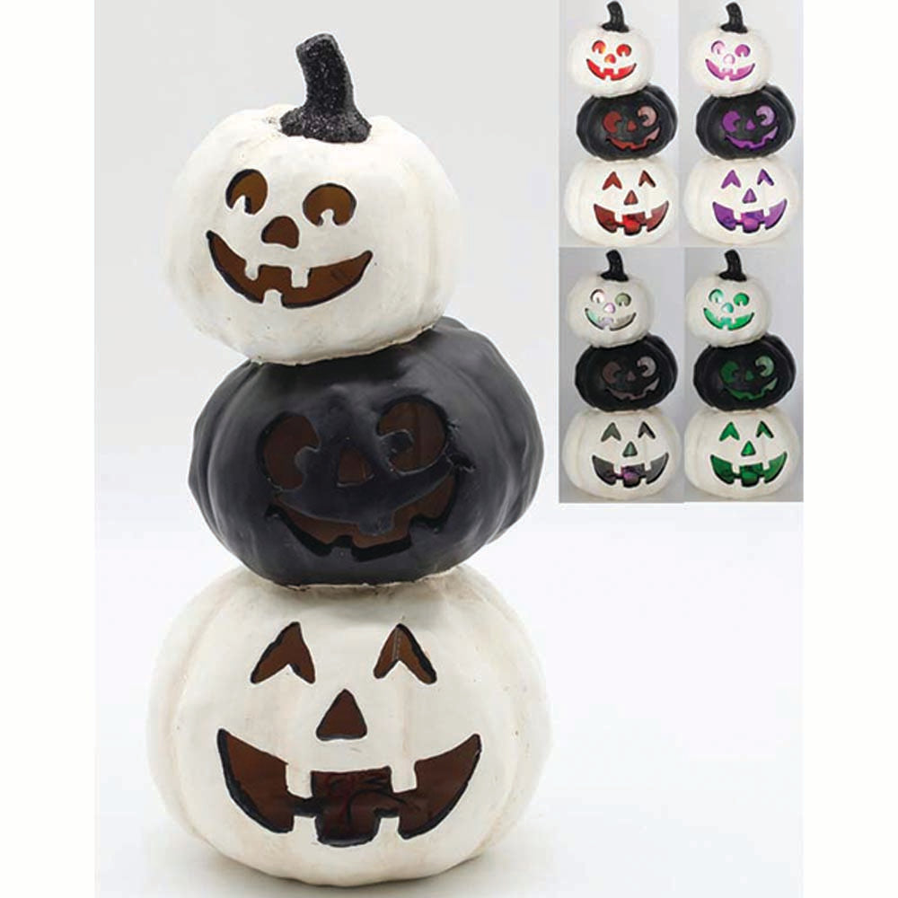RFF42201 - Lighted Resin Black and White Jack O Lantern Stack