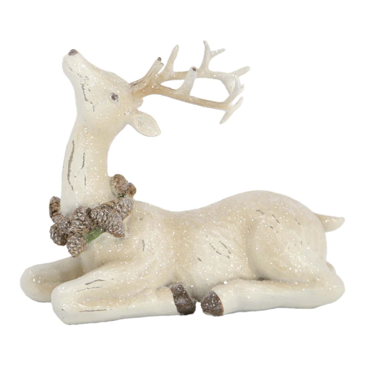 RXF59752 - Laying Resin Deer with Neck Wreath