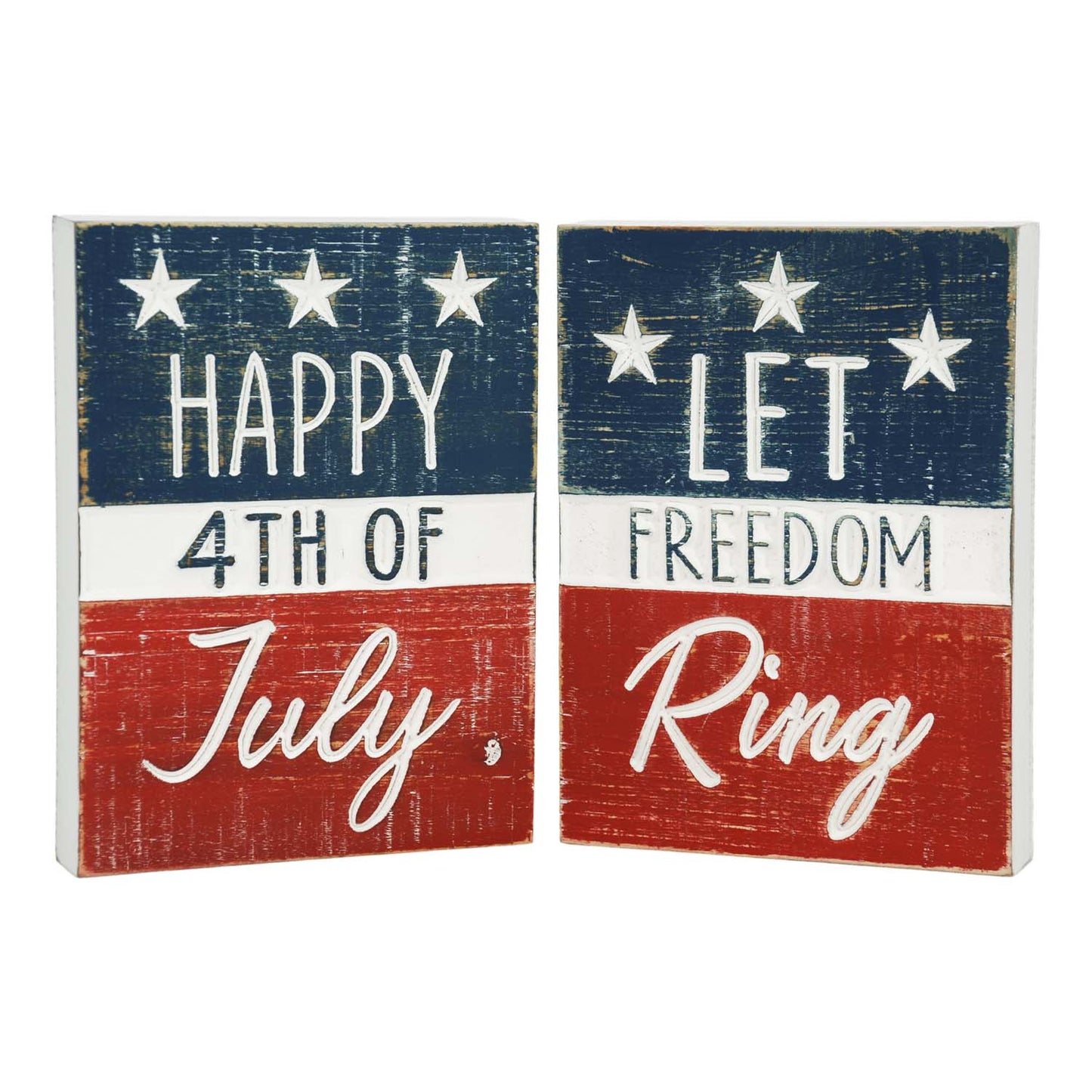 WAF57744-2A - 2 Assorted July 4th and Freedom Ring Americana Blocks