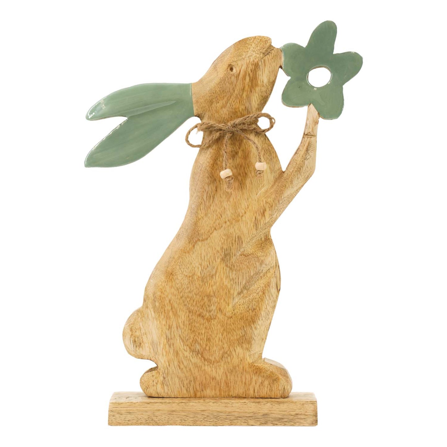 WAI57565 - Wood Flower Kissing Bunny
