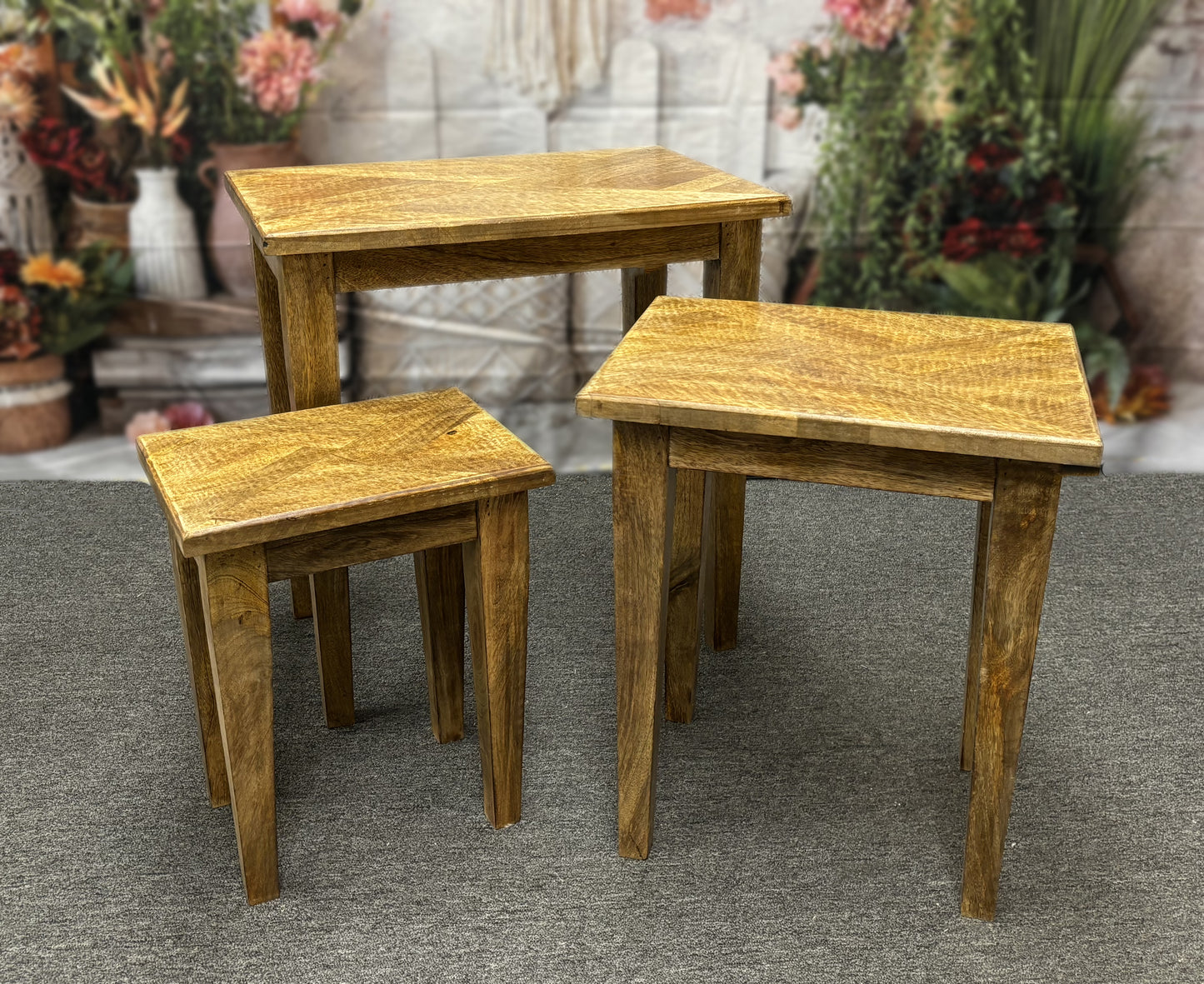 WAI57599-3S - Set of 3 Rectangular Wood Small Tables