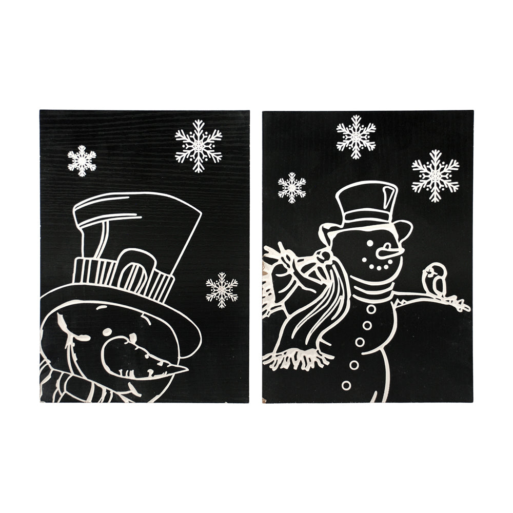 WXF43677-2A - 2 Assorted Black and White Snowman Signs