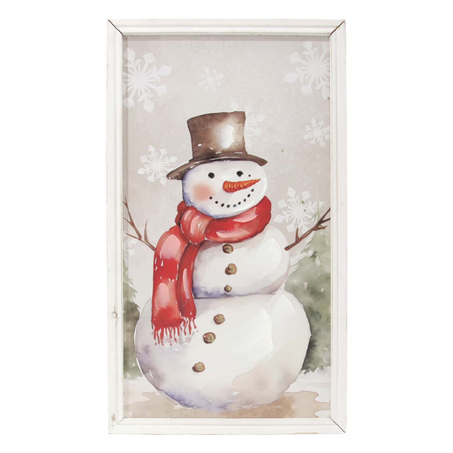 WXF59627 - Snowman with Red Scarf Rectangular Frame Sign