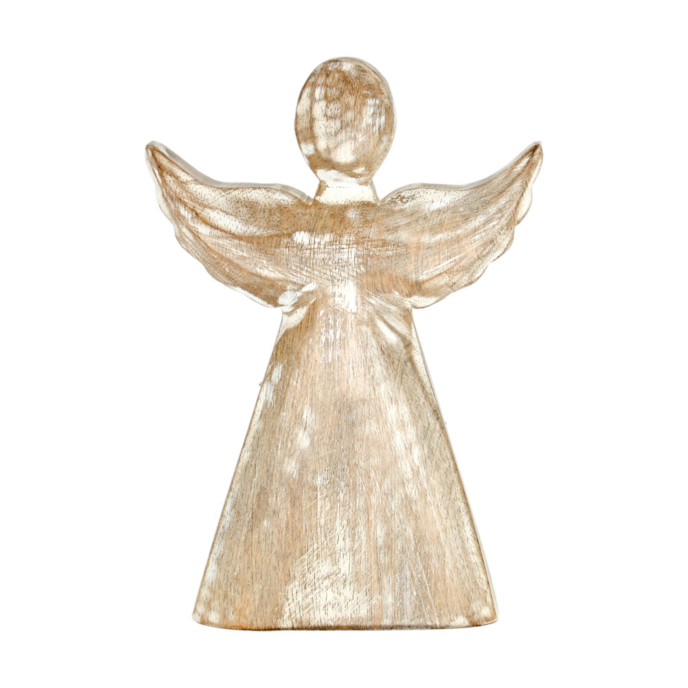 WXI43594 - Wooden Angel, White Wash With Complete Wood No 3D Cut
