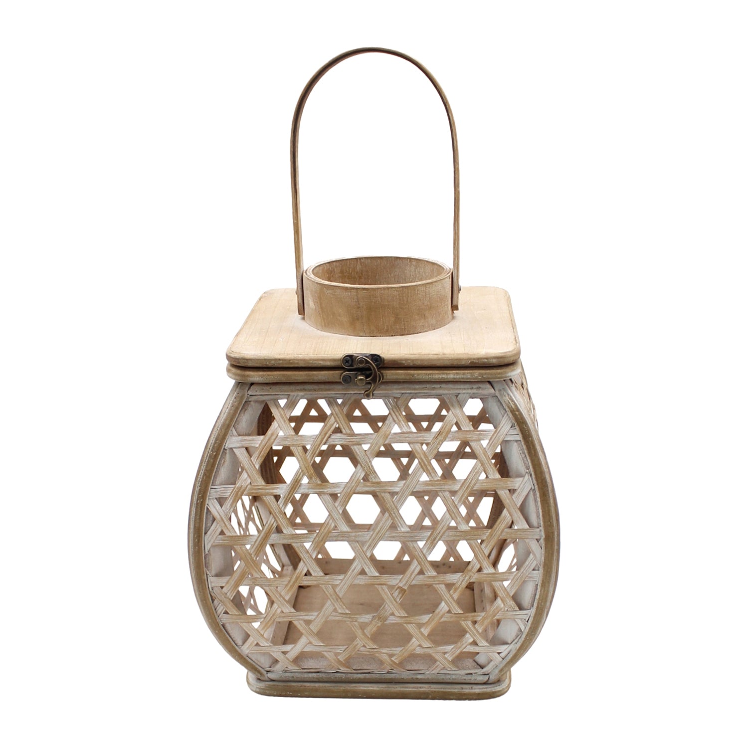 25BAF130 - Open Top Rattan-Style Lantern