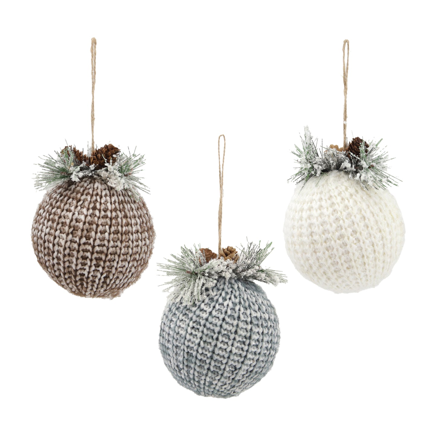 25FXQ720-3A - 3 Assorted Yarn Ball Ornaments