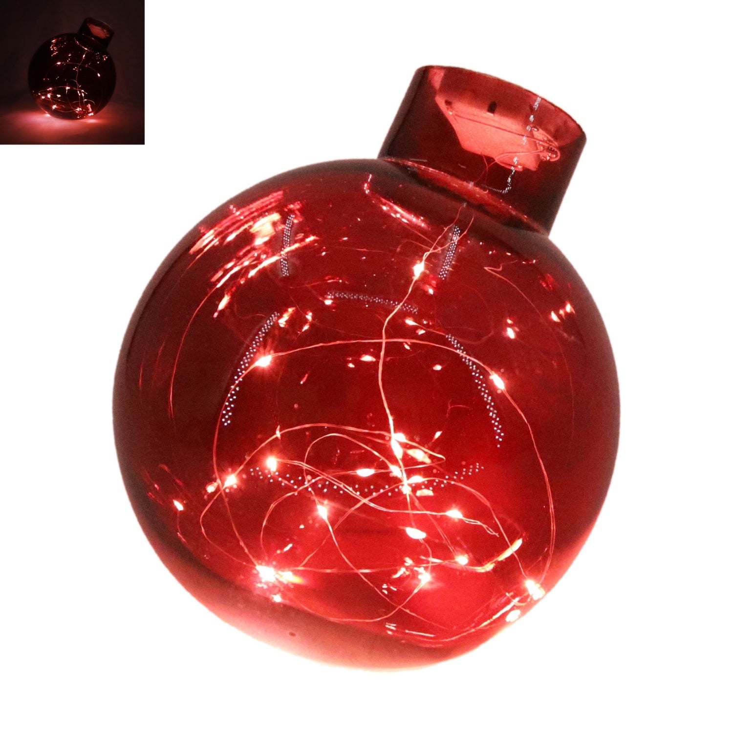 25GXS226 - Lighted Red Glass Globe Ornament