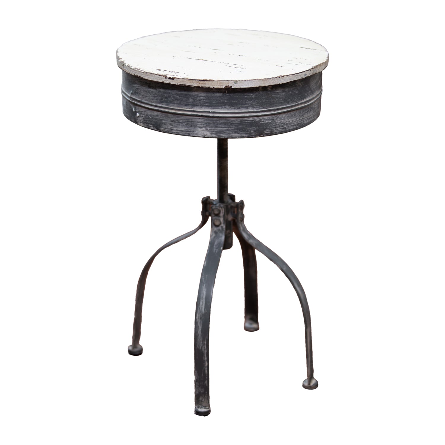 25MAF152 - Whitewashed Industrial Stool