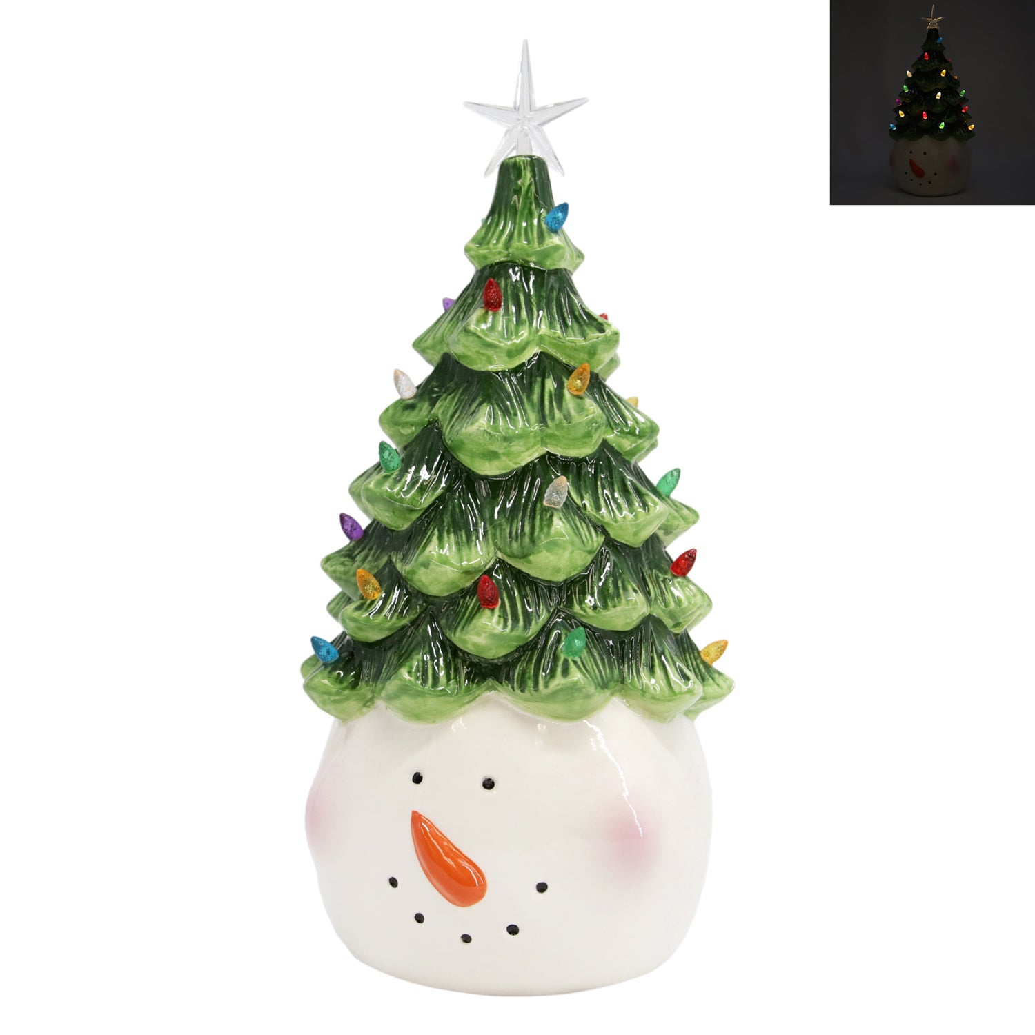 25RXF923 - Lighted Tree Hat Snowman Head