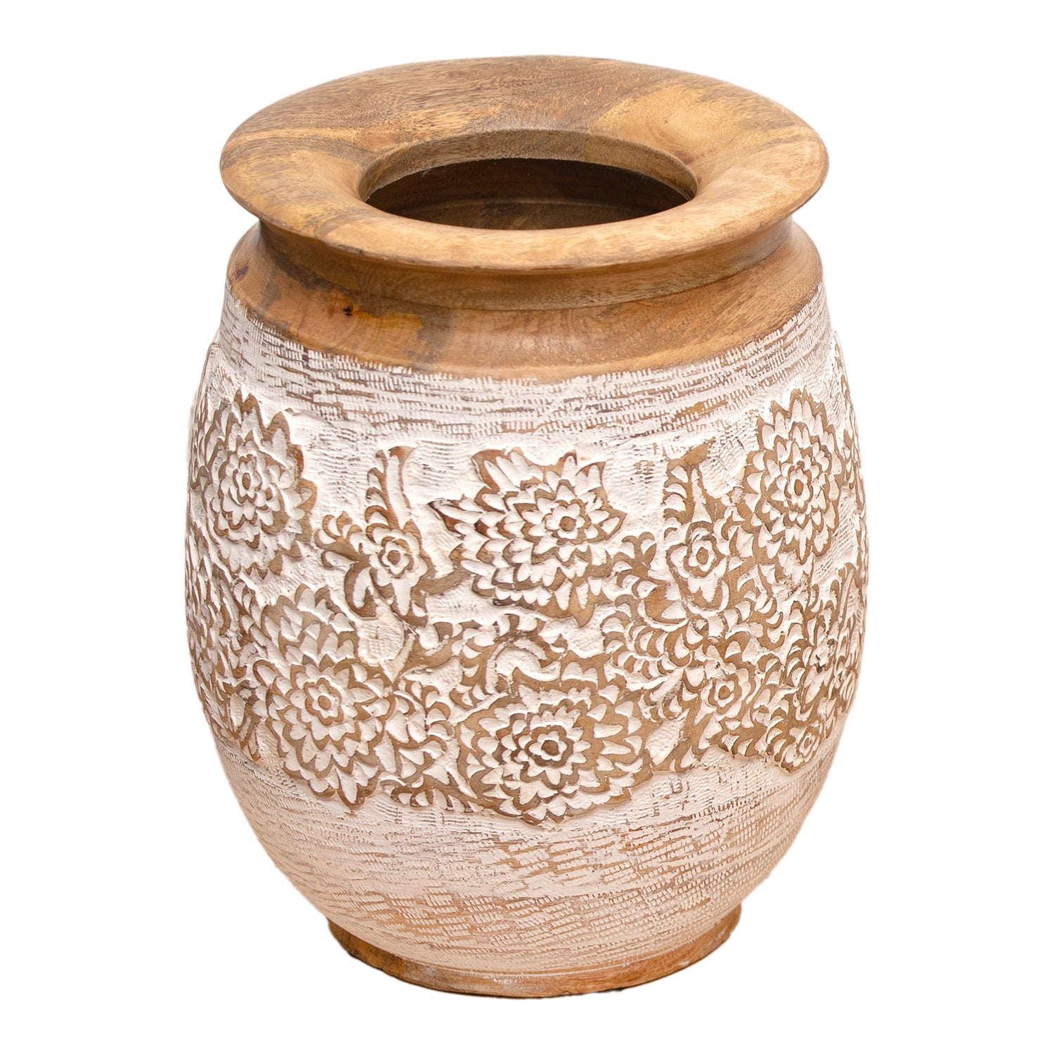 25WXI558-XLG - Extra Large Flower-Engraved Mango Vase