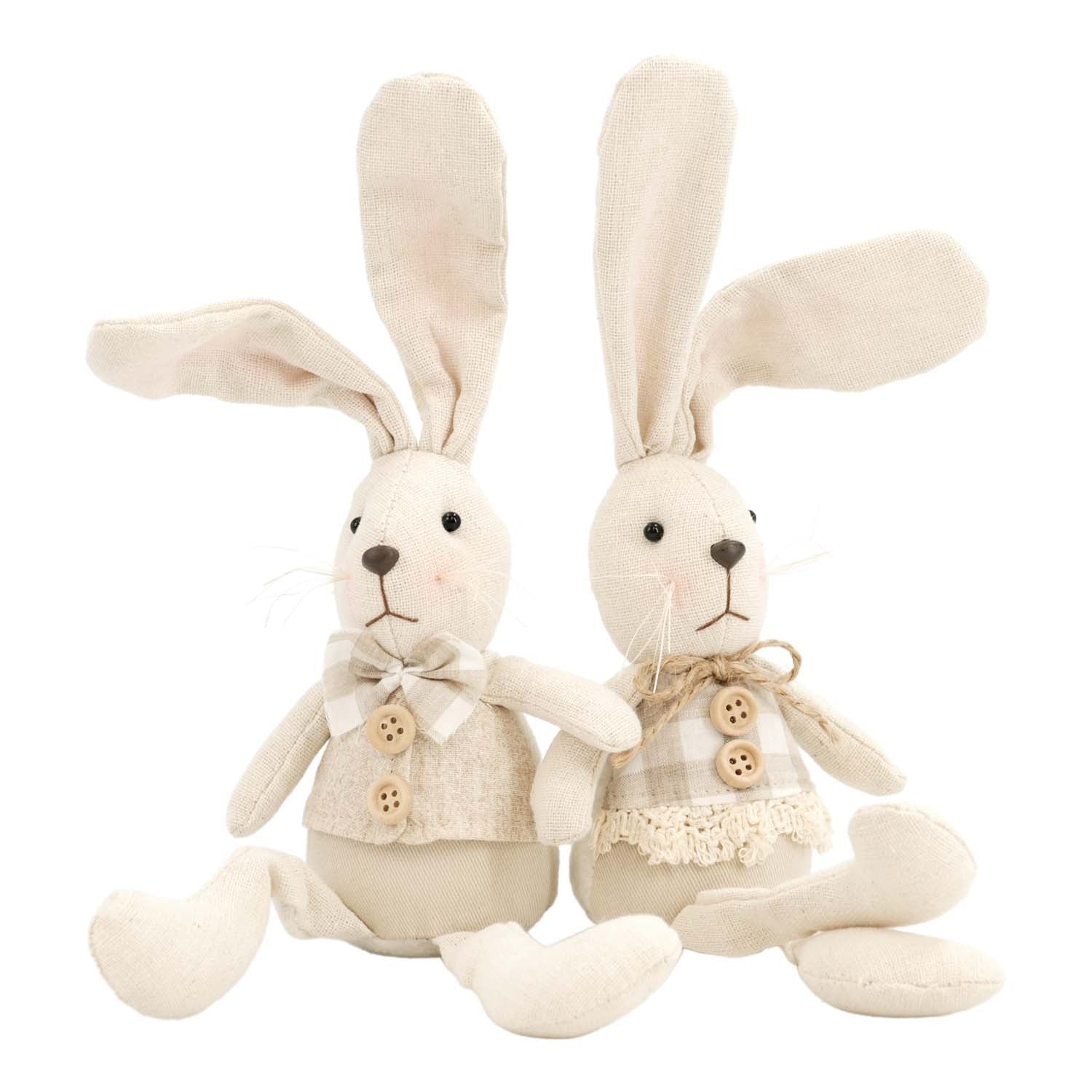 DAF57974-2A - 2 Assorted Long Ear Plush Bunnies