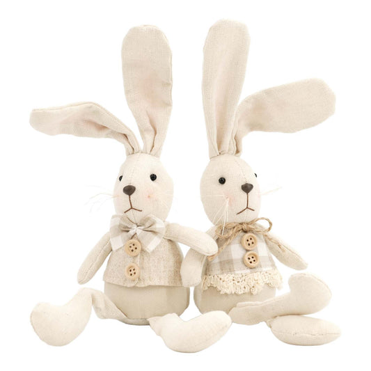 DAF57974-2A - 2 Assorted Long Ear Plush Bunnies