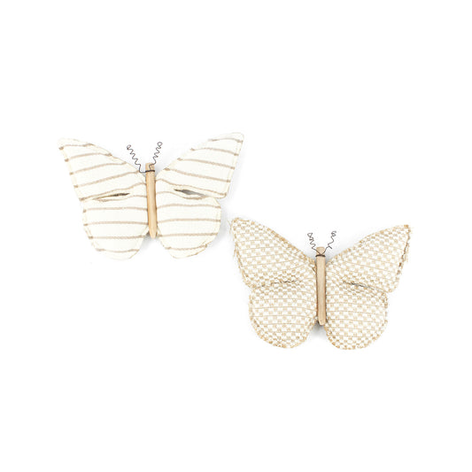 DAQ41240-2A - 2 Assorted Large Striped and Weave Pattern Plush Butterflies 