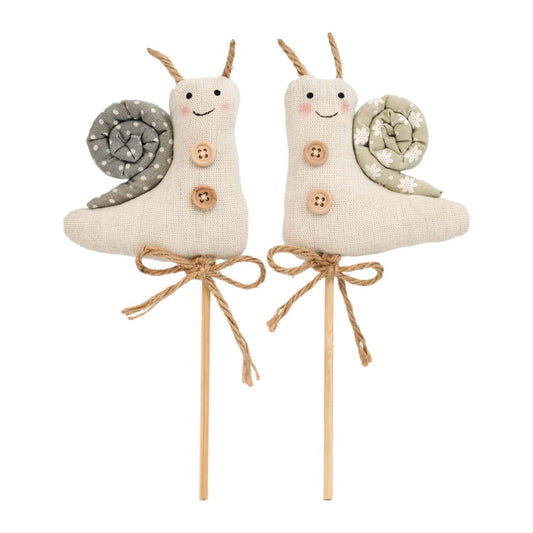 DAQ57201-2A - 2 Assorted Plush Snails on Sticks