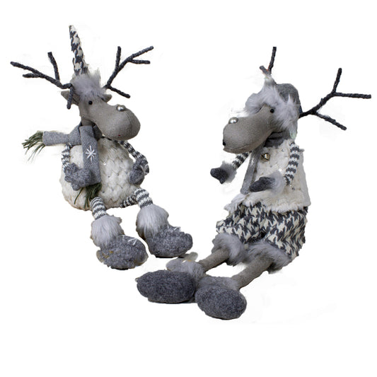 DXF13956-2A - 2 Assorted Gray and White Reindeer 