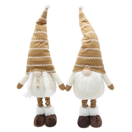 DXF39251-2A - 2 Assorted Cream and Tan Collapsible Gnomes 