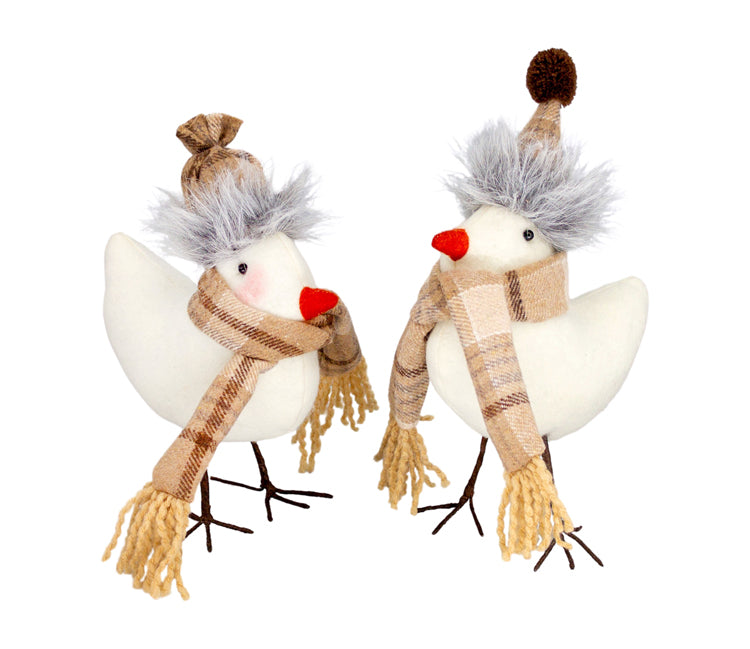 DXQ26221-2A - 2 Assorted Tan Plaid Scarf Ducks 