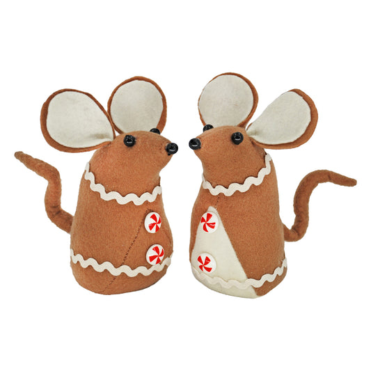 DXQ43289-2A - 2 Assorted Gingerbread and Peppermint Mice