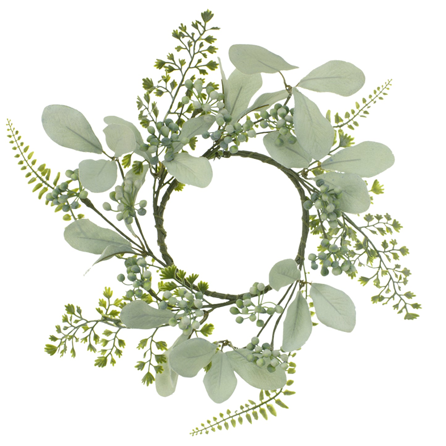 FAD07333CL - Light Green Leaf and Berry Candle Ring 