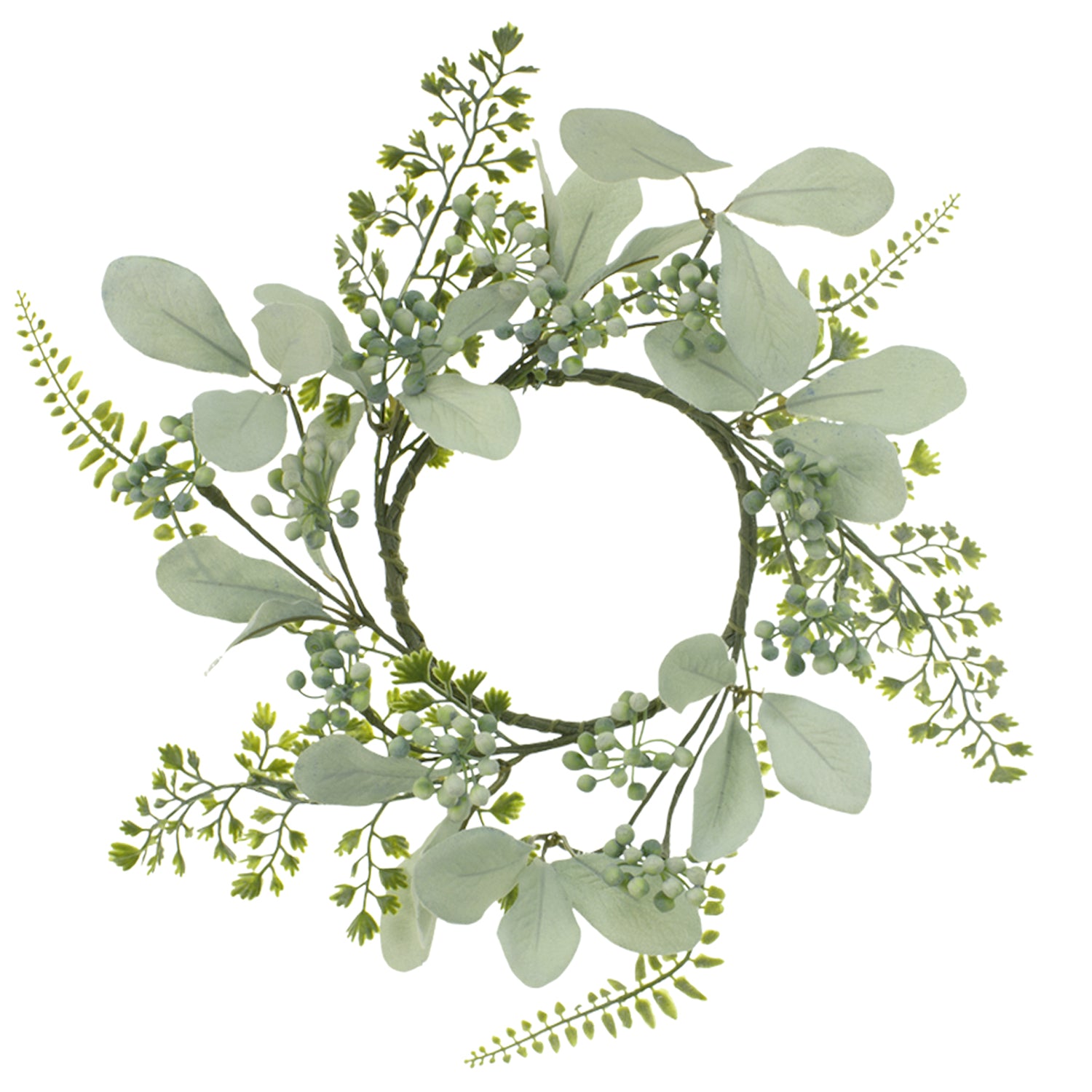 FAD07333CL - Light Green Leaf and Berry Candle Ring 