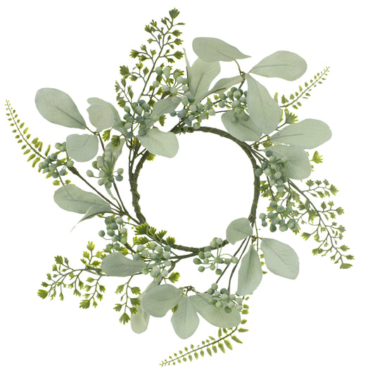 FAD07333CL - Light Green Leaf and Berry Candle Ring 
